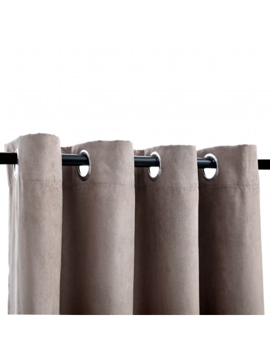 Zatemňovací závěsy s kovovými kroužky 2 ks taupe 140 x 225 cm