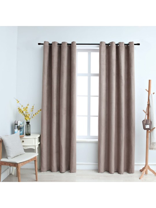 Zatemňovací závěsy s kovovými kroužky 2 ks taupe 140 x 225 cm