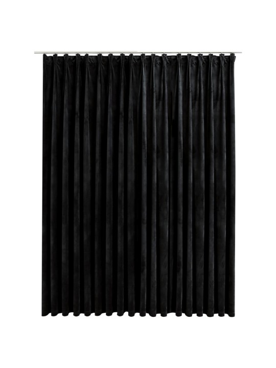 Zatemňovací závěs s háčky sametový černý 290 x 245 cm