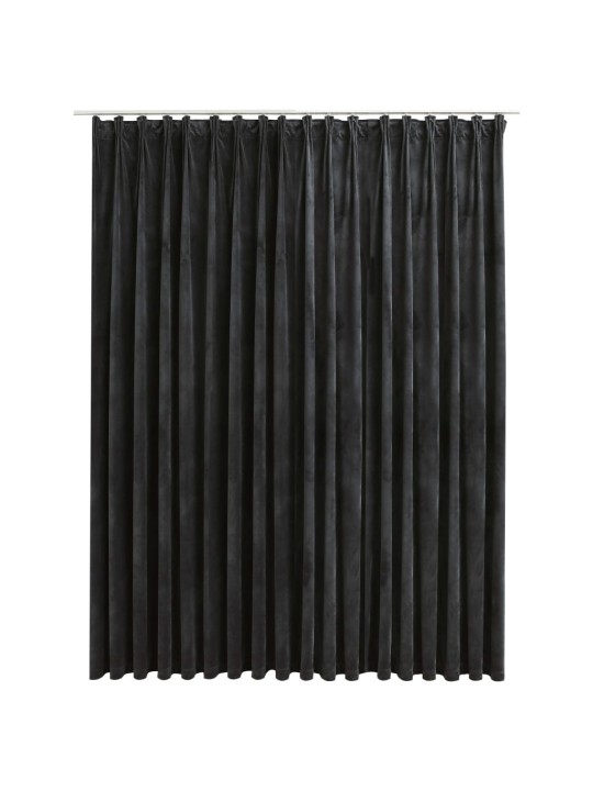 Zatemňovací závěs s háčky sametový antracitový 290 x 245 cm