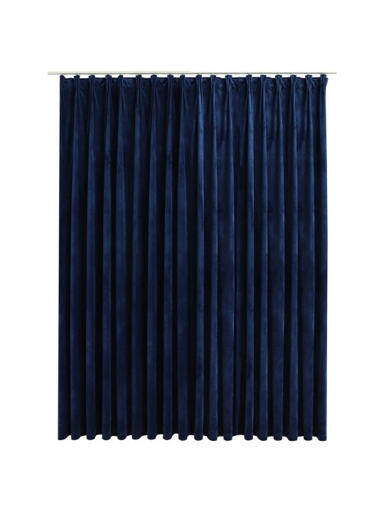 Zatemňovací závěs s háčky sametový tmavě modrý 290 x 245 cm