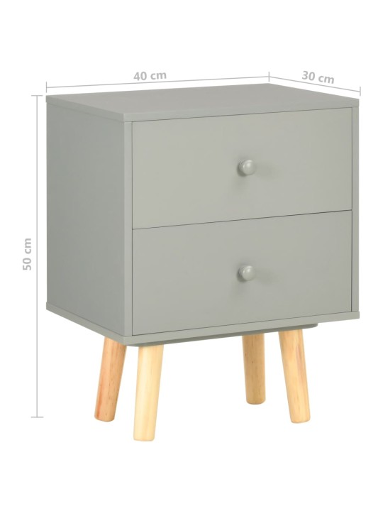 Noční stolky 2 ks šedé 40 x 30 x 50 cm masivní borové dřevo