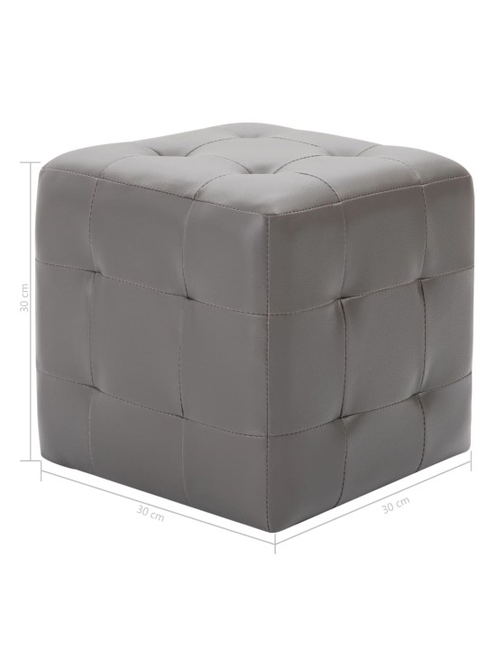 Taburety 2 ks šedé 30 x 30 x 30 cm umělá kůže