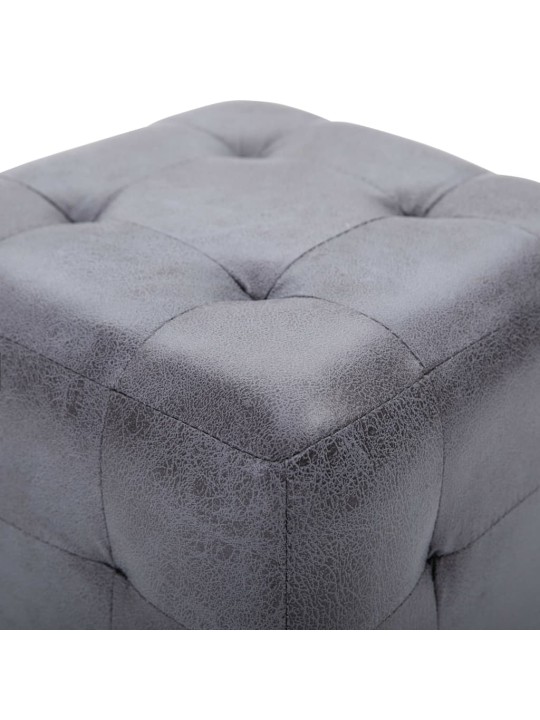 Taburety 2 ks šedé 30 x 30 x 30 cm umělá broušená kůže