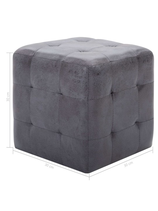 Taburety 2 ks šedé 30 x 30 x 30 cm umělá broušená kůže