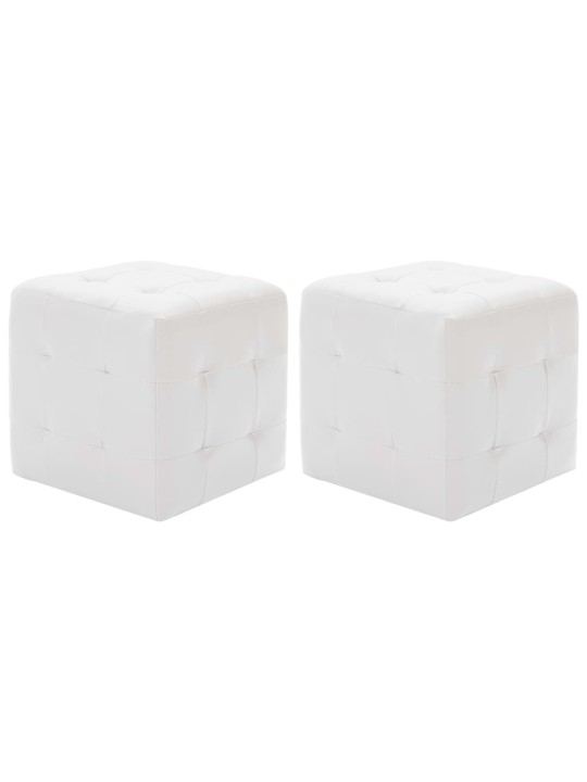 Taburety 2 ks bílé 30 x 30 x 30 umělá kůže