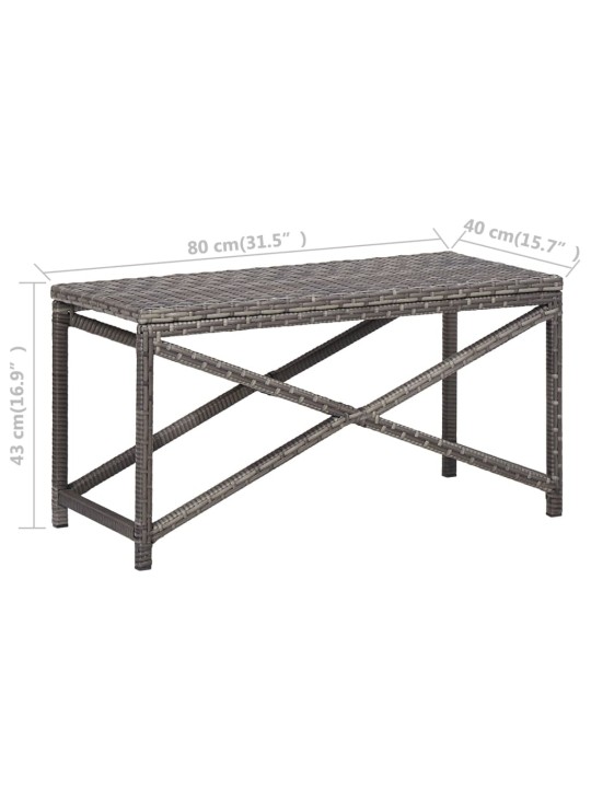 Zahradní lavice 80 cm polyratan šedá