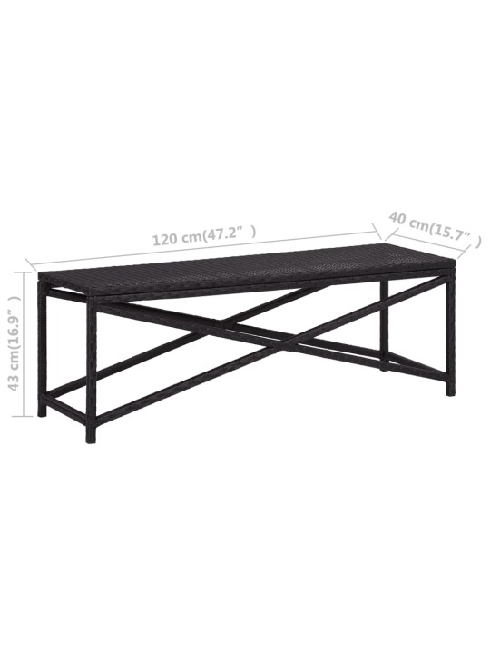 Zahradní lavice 120 cm polyratan černá