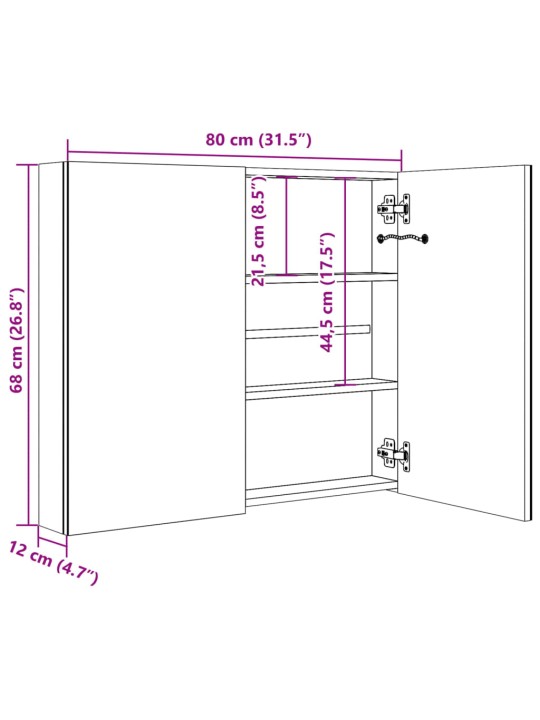 LED koupelnová skříňka se zrcadlem 80 x 12,2 x 68 cm
