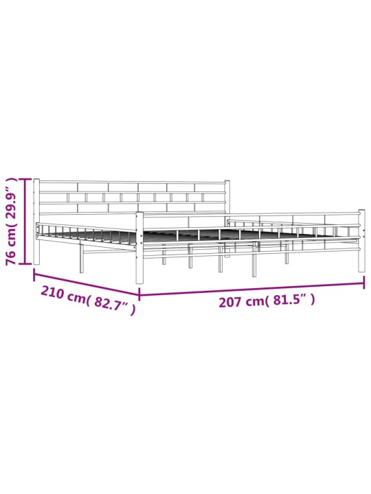 Rám postele černý ocel 200 x 200 cm