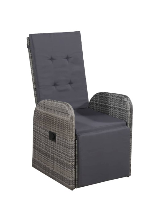 3dílný bistro set s poduškami polyratan šedý