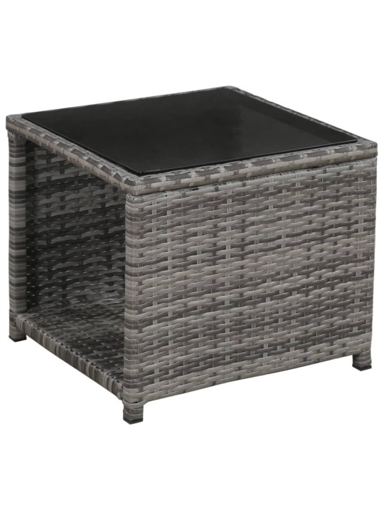 3dílný bistro set s poduškami polyratan šedý