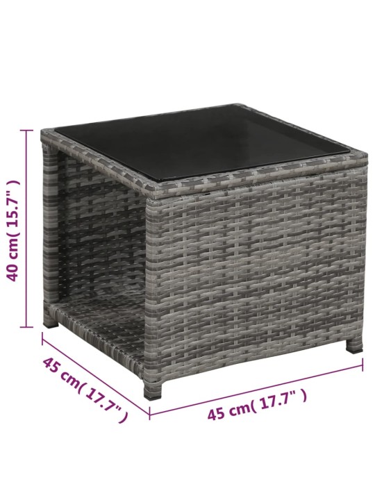 3dílný bistro set s poduškami polyratan šedý