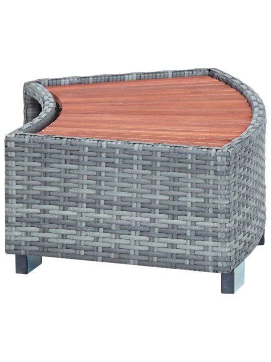 Schůdek k vířivce šedý polyratan 92 x 45 x 25 cm