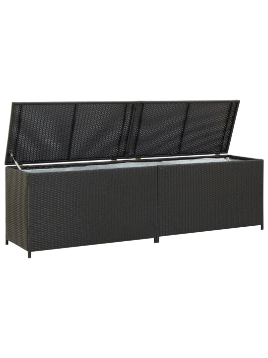 Zahradní úložný box polyratan 200 x 50 x 60 cm černý