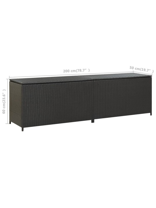 Zahradní úložný box polyratan 200 x 50 x 60 cm černý