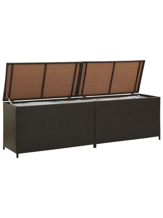Zahradní úložný box polyratan 200 x 50 x 60 cm hnědý