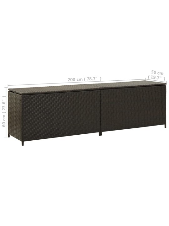 Zahradní úložný box polyratan 200 x 50 x 60 cm hnědý