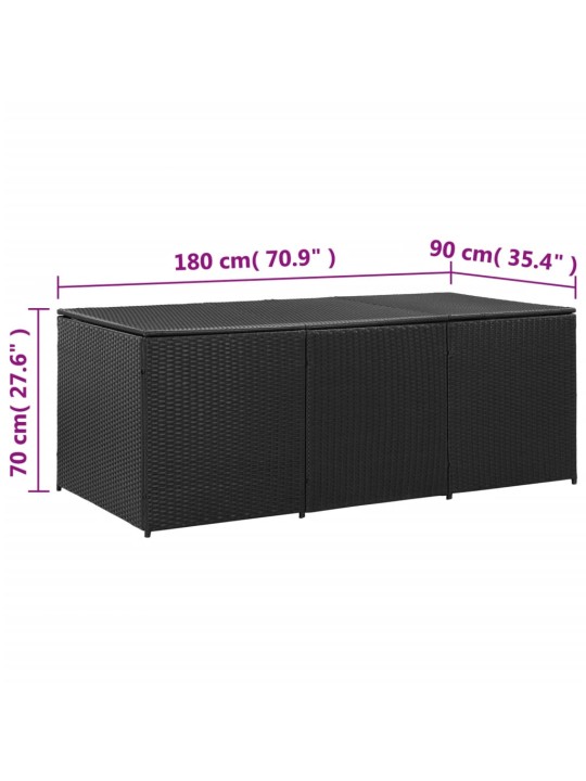 Zahradní úložný box polyratan 180 x 90 x 70 cm černý