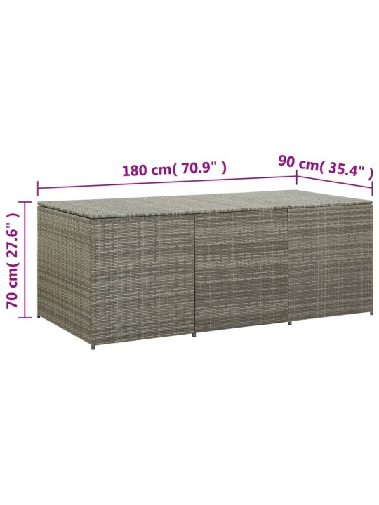 Zahradní úložný box polyratan 180 x 90 x 70 cm šedý