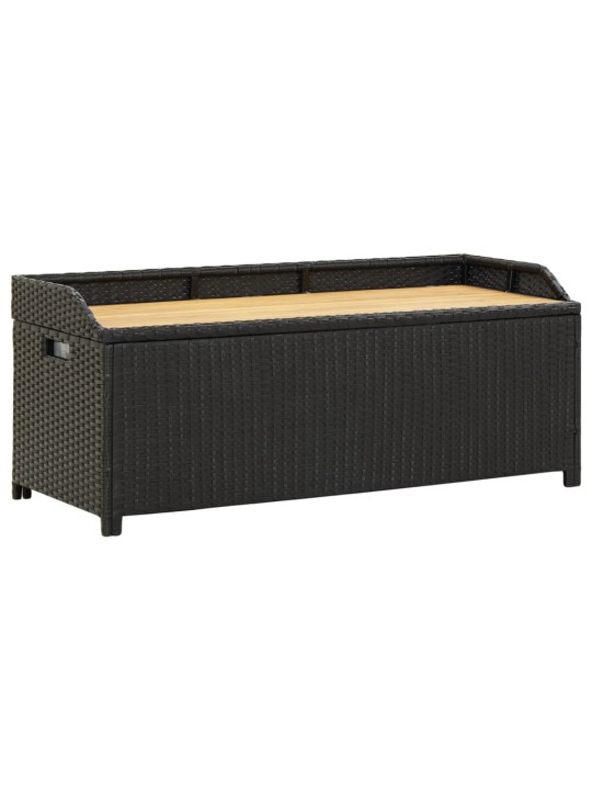 Zahradní lavice s úložným prostorem 120 cm polyratan černá
