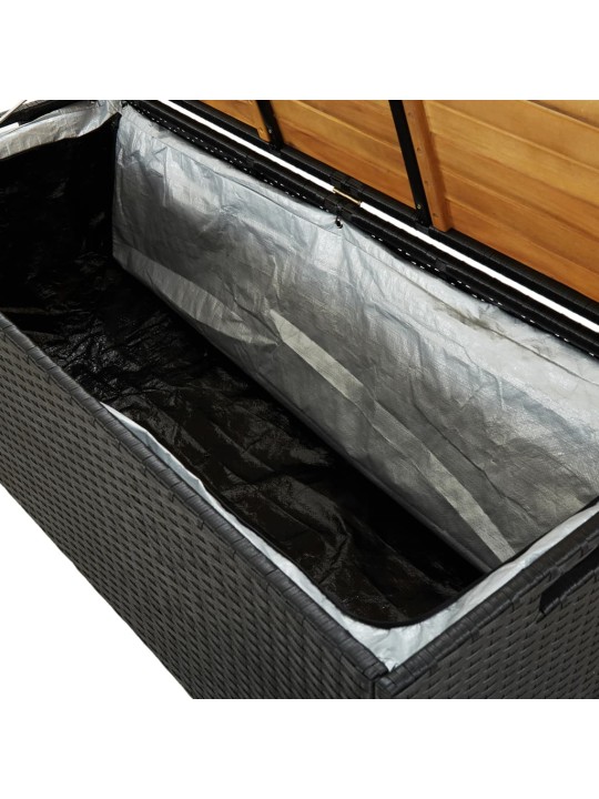 Zahradní lavice s úložným prostorem 120 cm polyratan černá