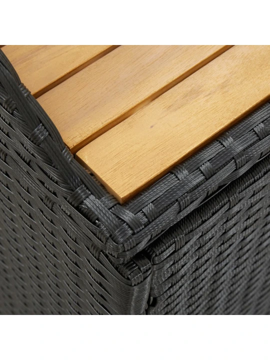 Zahradní lavice s úložným prostorem 120 cm polyratan černá