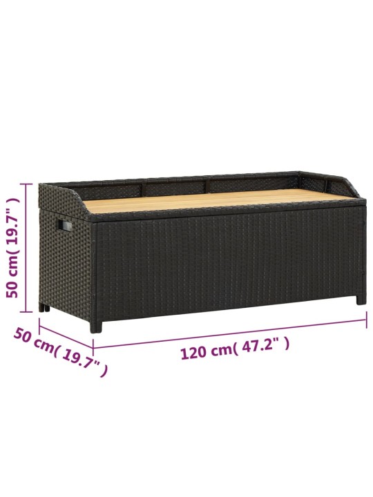 Zahradní lavice s úložným prostorem 120 cm polyratan černá