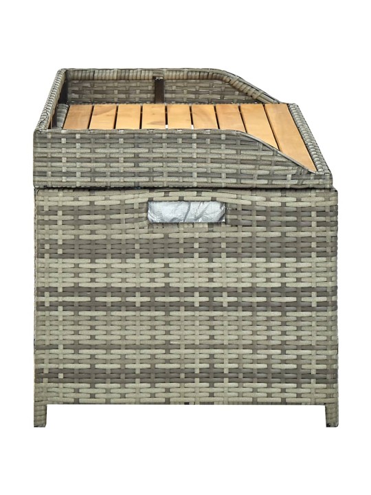 Zahradní lavice s úložným prostorem 120 cm polyratan šedá