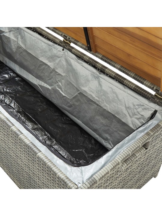 Zahradní lavice s úložným prostorem 120 cm polyratan šedá