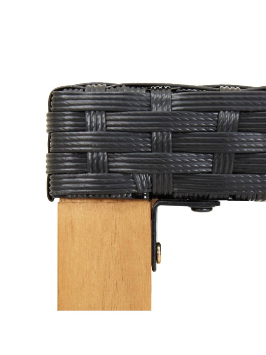Zahradní lavice 120 cm černá polyratan a masivní akácie