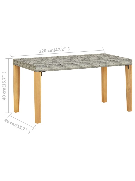 Zahradní lavice 120 cm šedá polyratan a masivní akácie