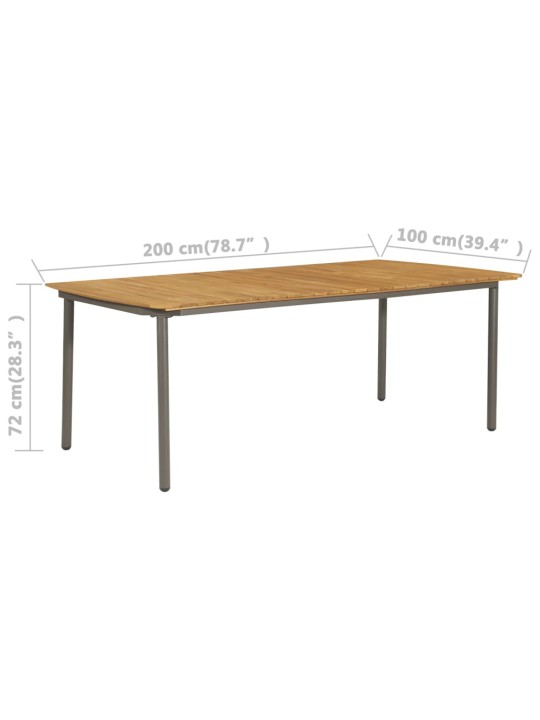 Zahradní stůl 200 x 100 x 72 cm masivní akáciové dřevo a ocel