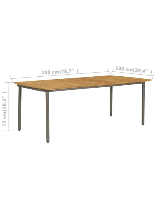 Zahradní stůl 200 x 100 x 72 cm masivní akáciové dřevo a ocel
