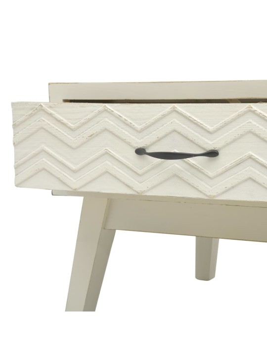 Konferenční stolek 2 zásuvky vyřezávaný šedý 110x50x40 cm dřevo