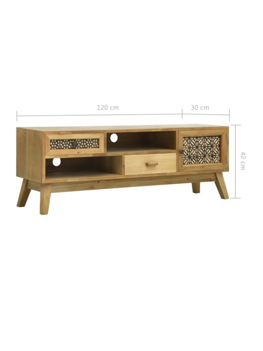 TV stolek vyřezávaný hnědý 120 x 30 x 42 cm dřevo