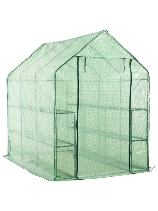 Skleník s 12 policemi ocel 143 x 214 x 196 cm