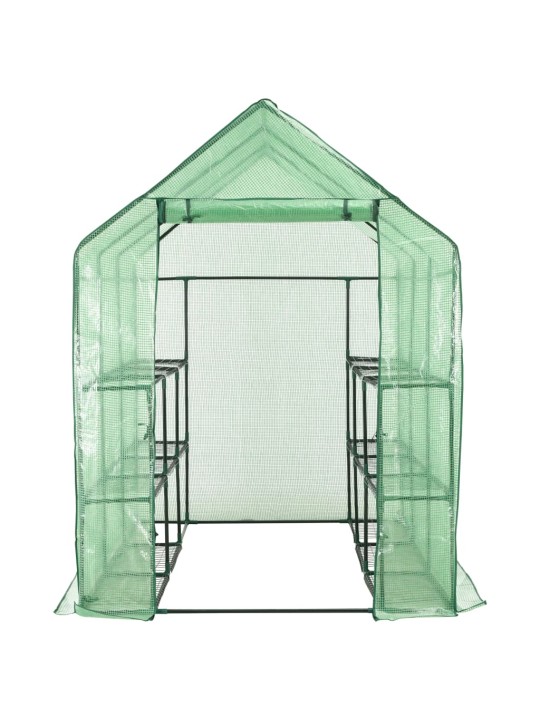 Skleník s 12 policemi ocel 143 x 214 x 196 cm