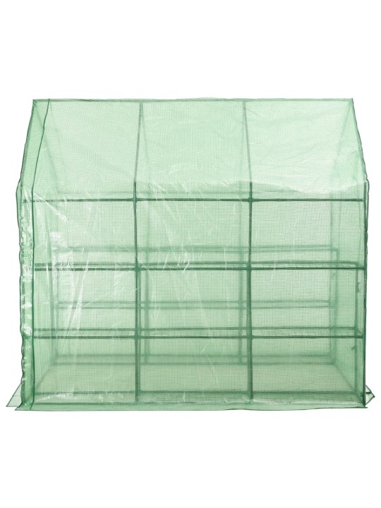 Skleník s 12 policemi ocel 143 x 214 x 196 cm