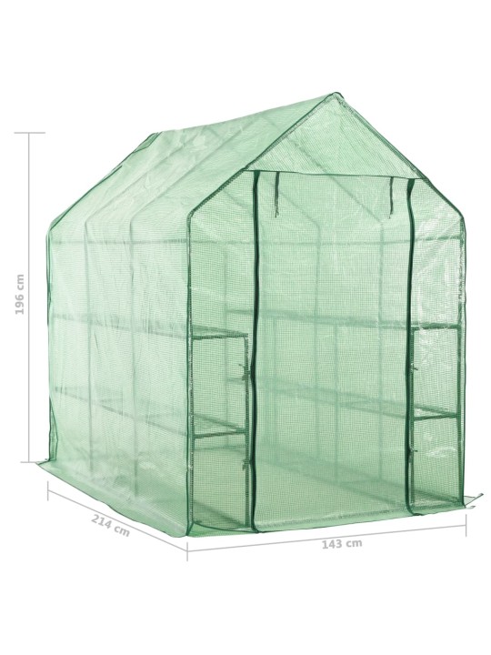 Skleník s 12 policemi ocel 143 x 214 x 196 cm