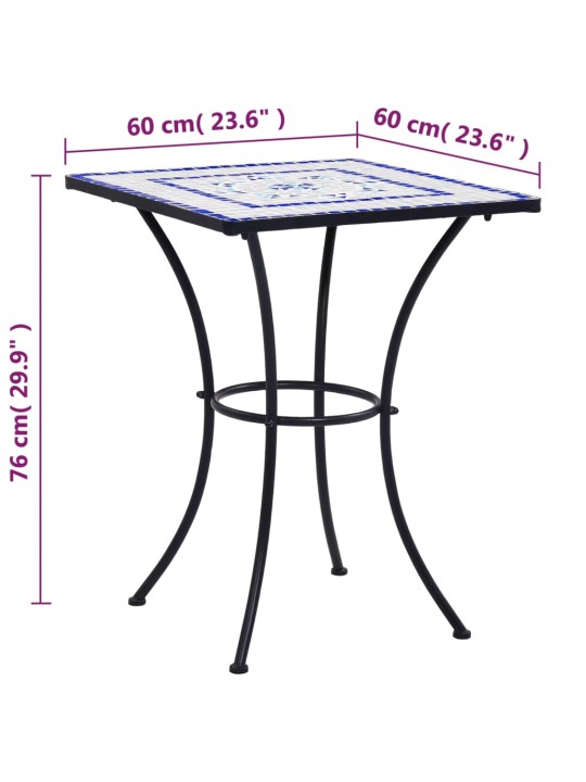 Mozaikový bistro stolek modrobílý 60 cm keramika