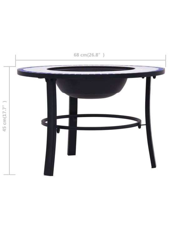 Mozaikové ohniště modré a bílé 68 cm keramika
