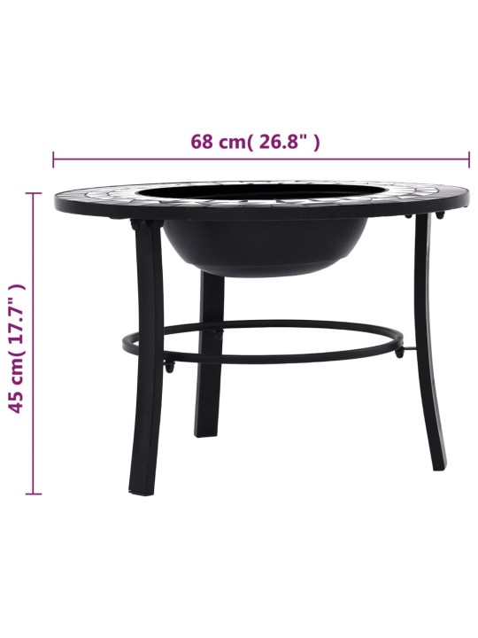 Mozaikové ohniště černé a bílé 68 cm keramika