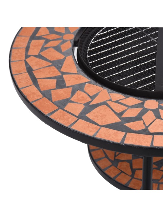 Mozaikový stolek s ohništěm terakota 68 cm keramika
