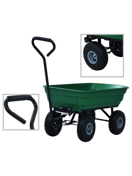Zahradní sklápěcí ruční vozík 300 kg 75 l zelený