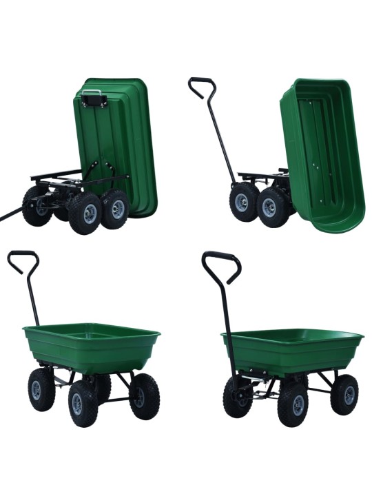 Zahradní sklápěcí ruční vozík 300 kg 75 l zelený