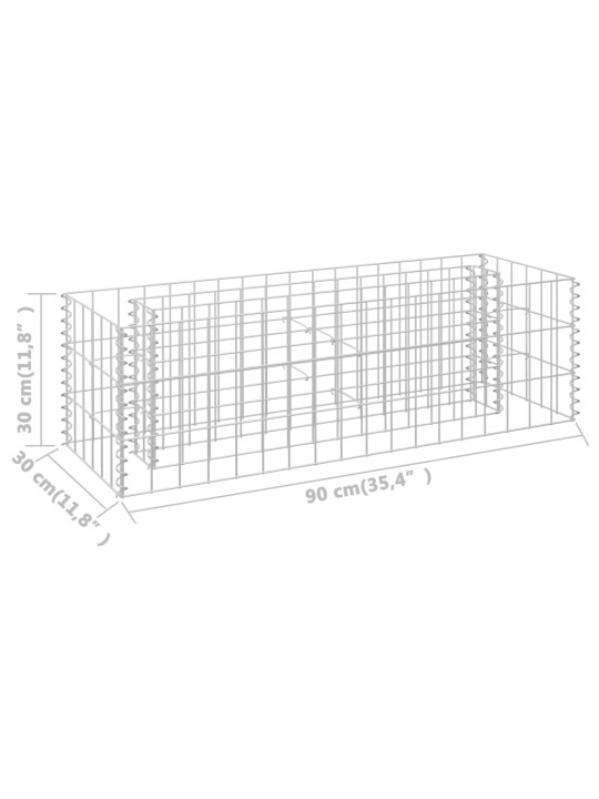 Gabionový vyvýšený záhon pozinkovaná ocel 90 x 30 x 30 cm