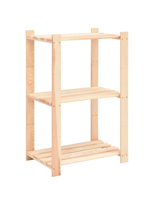 Úložný regál 3 police 60 x 38 x 90 cm masivní borovice 150 kg