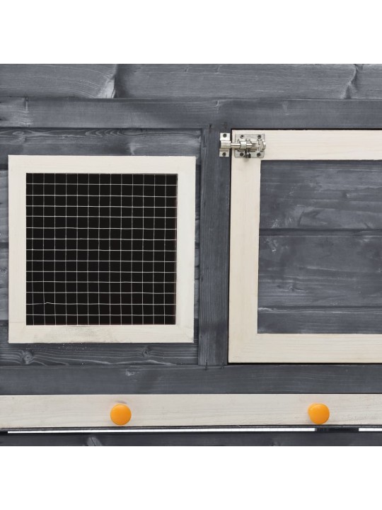 Králíkárna šedá a bílá 140 x 63 x 120 cm masivní jedlové dřevo