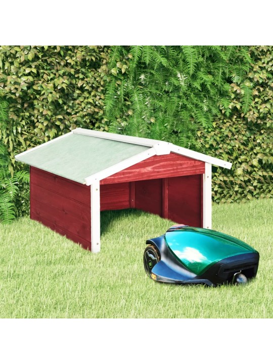 Garáž na robotickou sekačku 72x87x50 cm červená a bílá jedle